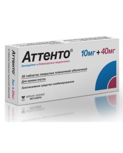 amlodipine, olmesartan medoxomil - Atteno tablets coated.pl.ob. 10 mg + 40 mg 28 pcs. missouri Pharmacy Online - missouri.buy-pharm.com