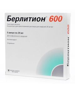 Tyoktovaya acid - Berlition 600 ampoules 600 mg, 24 ml, 5 pcs. missouri Pharmacy Online - missouri.buy-pharm.com