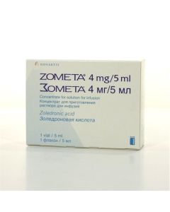 Zolendronovaya acid - Zometa conc. for preparation. solution for infusions 4 mg / 5 ml bottle 1 pc. pack missouri Pharmacy Online - missouri.buy-pharm.com