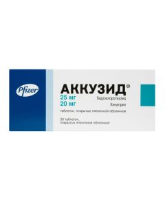 Hydrohlorotyazyd, Hynapryl - Akkuzid tablets are covered. 25 mg + 20 mg 30 pcs. missouri Pharmacy Online - missouri.buy-pharm.com