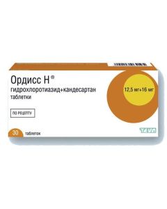 Hydrochlorothiazide, Candesartan - Ordiss H tablets 16 mg + 12.5 mg 30 pcs. missouri Pharmacy Online - missouri.buy-pharm.com