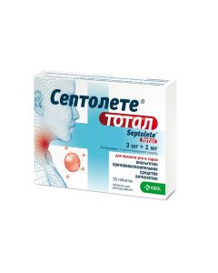 Benzatin benzylpenicillin, Tsetylpyrydynyya chloride - Septolete Total tablets for resorption 3 mg + 1 mg 16 pcs missouri Pharmacy Online - missouri.buy-pharm.com