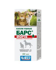 M tformyn enrofloksatsyn - Bars Forte ear drops (BET) 20 ml missouri Pharmacy Online - missouri.buy-pharm.com