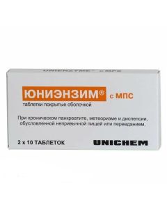 Hrybkovaya dyastaza, papain, symetyko, uh.aktyv, nicotinamide - Unienzyme with MPS tablets coated.ob. 20 pcs missouri Pharmacy Online - missouri.buy-pharm.com