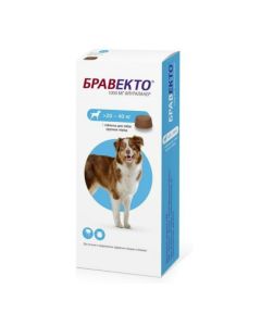 Fluralaner - Bravecto chewable tablet 1000 mg for dogs against fleas and ticks 20-40 kg 1 pc. (BET) missouri Pharmacy Online - missouri.buy-pharm.com